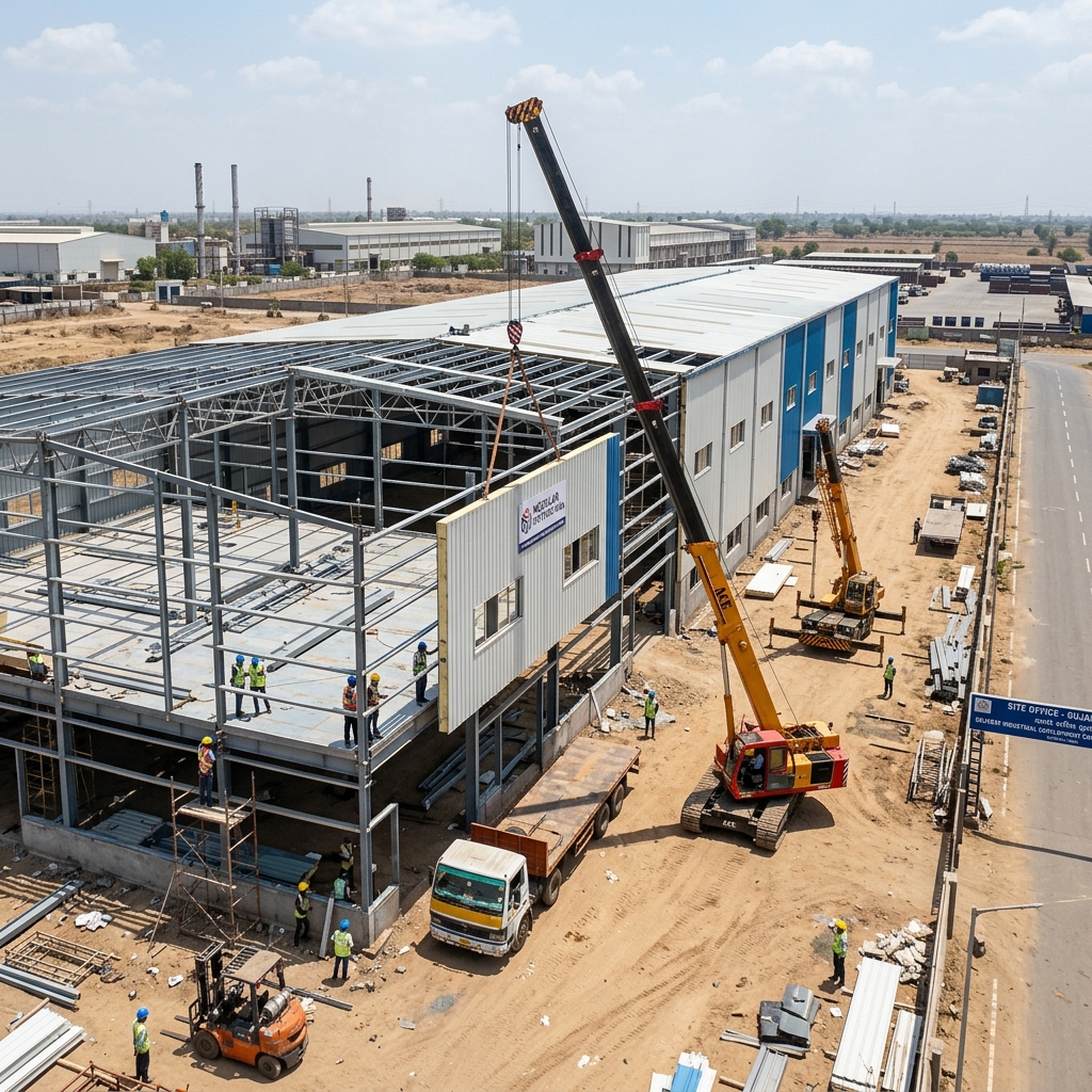 Project Management — Prefab assembly being managed on site